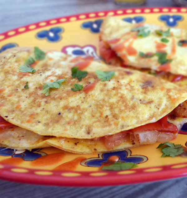 Mexican omelette with Manchego cheese and veggies