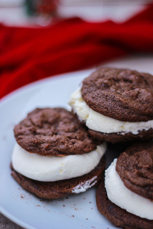 Cream Filled Chocolate Cake Cookie Sandwiches