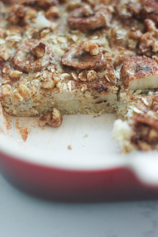 Banana walnut oatmeal bake