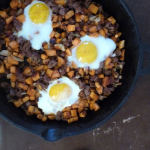 Thumbnail image for Sweet Potato Hash with Sausage and Baked Eggs